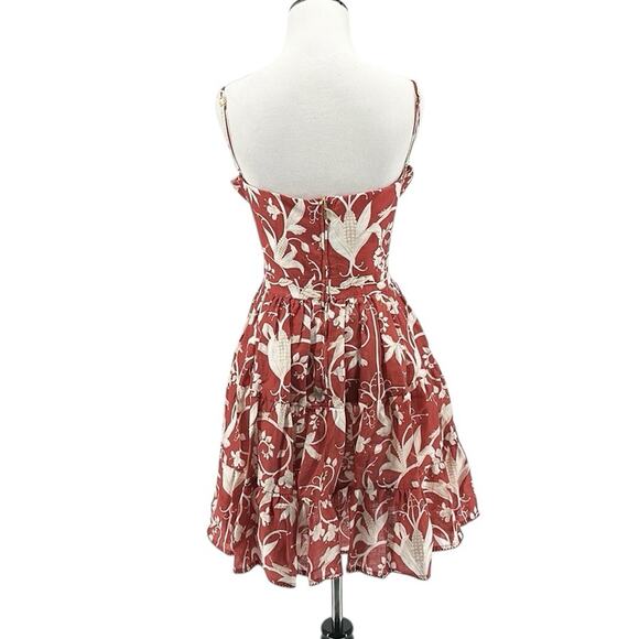 Agua Bendita Lima Maiz Hand‑Embroidered Linen Dress Red Size L - Picture 7 of 11